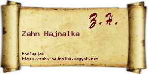 Zahn Hajnalka névjegykártya
